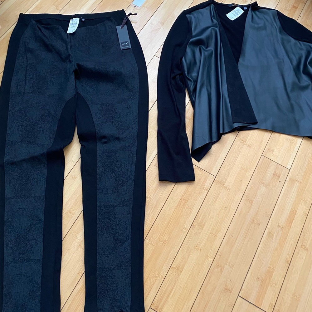 NWT-2 Piece Set-Neiman Marcus Black Open Front Blazer & Pants set size large